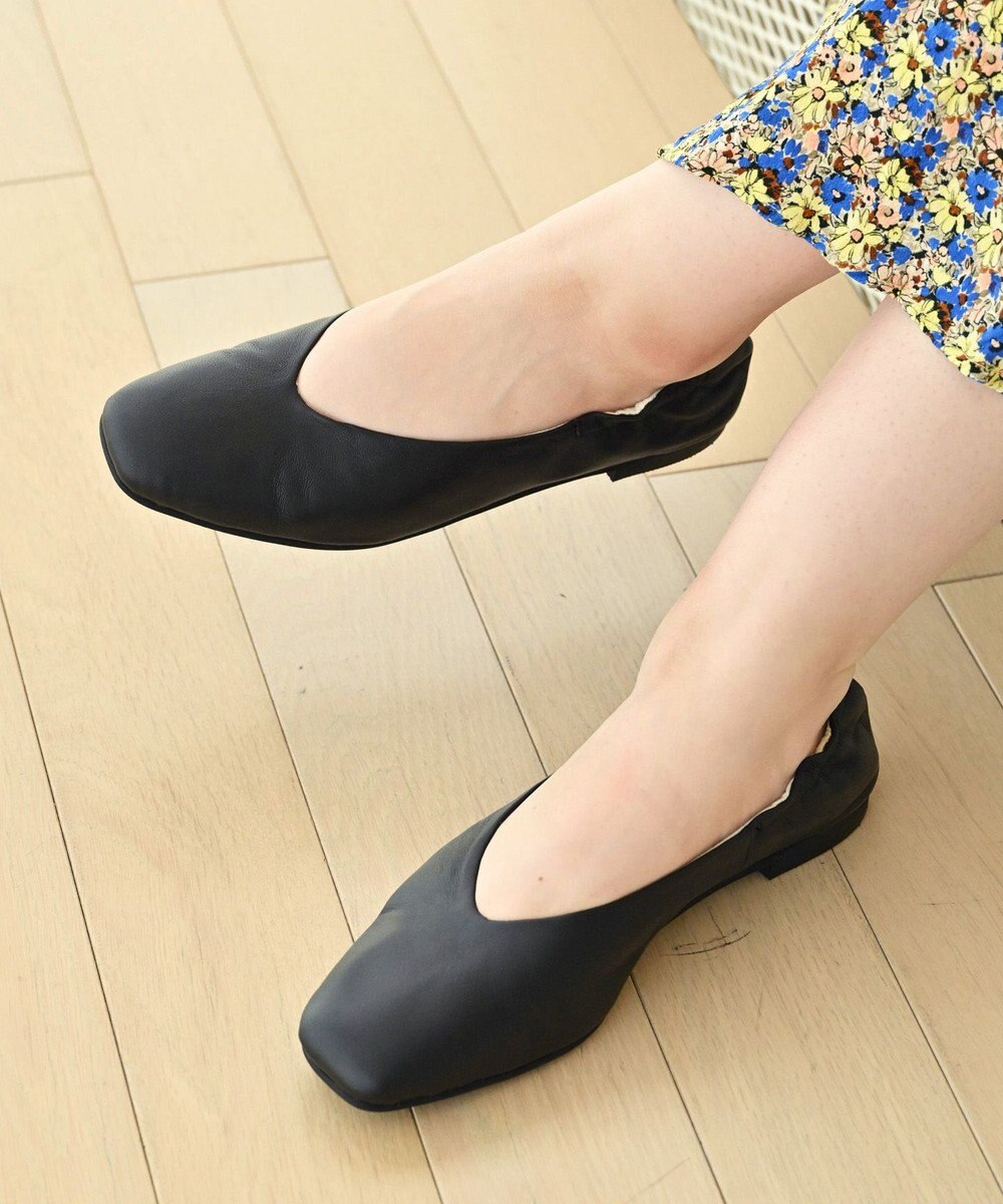 nouvelleRobe Oū 【本革・高反発】Square-plain スクエアトゥ Vカットパンプス 