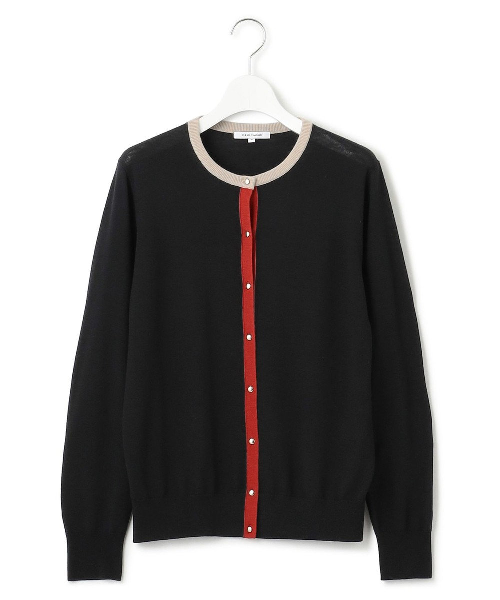 23区 L 【洗える/アンサンブル対応】サステナブルウール バイカラー カーディガン 
