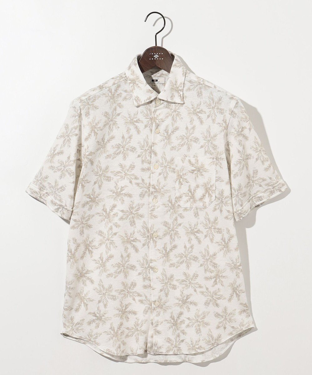 JOSEPH ABBOUD 【吸水速乾/ストレッチ/ノルマンディーリネン】リネンハニカム プリントジャージー シャツ 