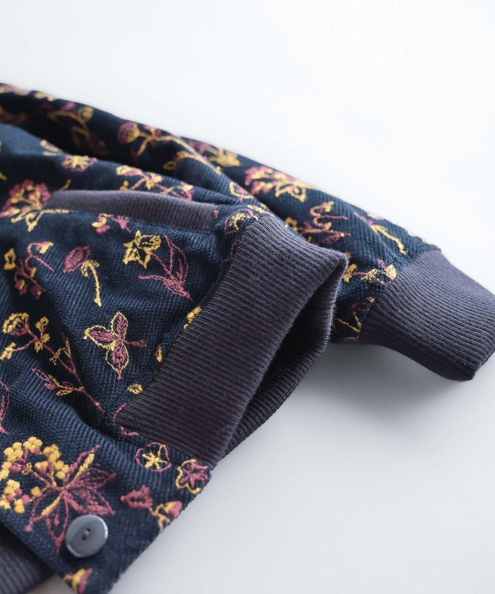 muuc 〈遠州織物の工場で織られた上質なコットンコーデュロイ生地〉裏地有り リブ袖 ショート丈 花刺繍ブルゾン（セットアップ可能） 