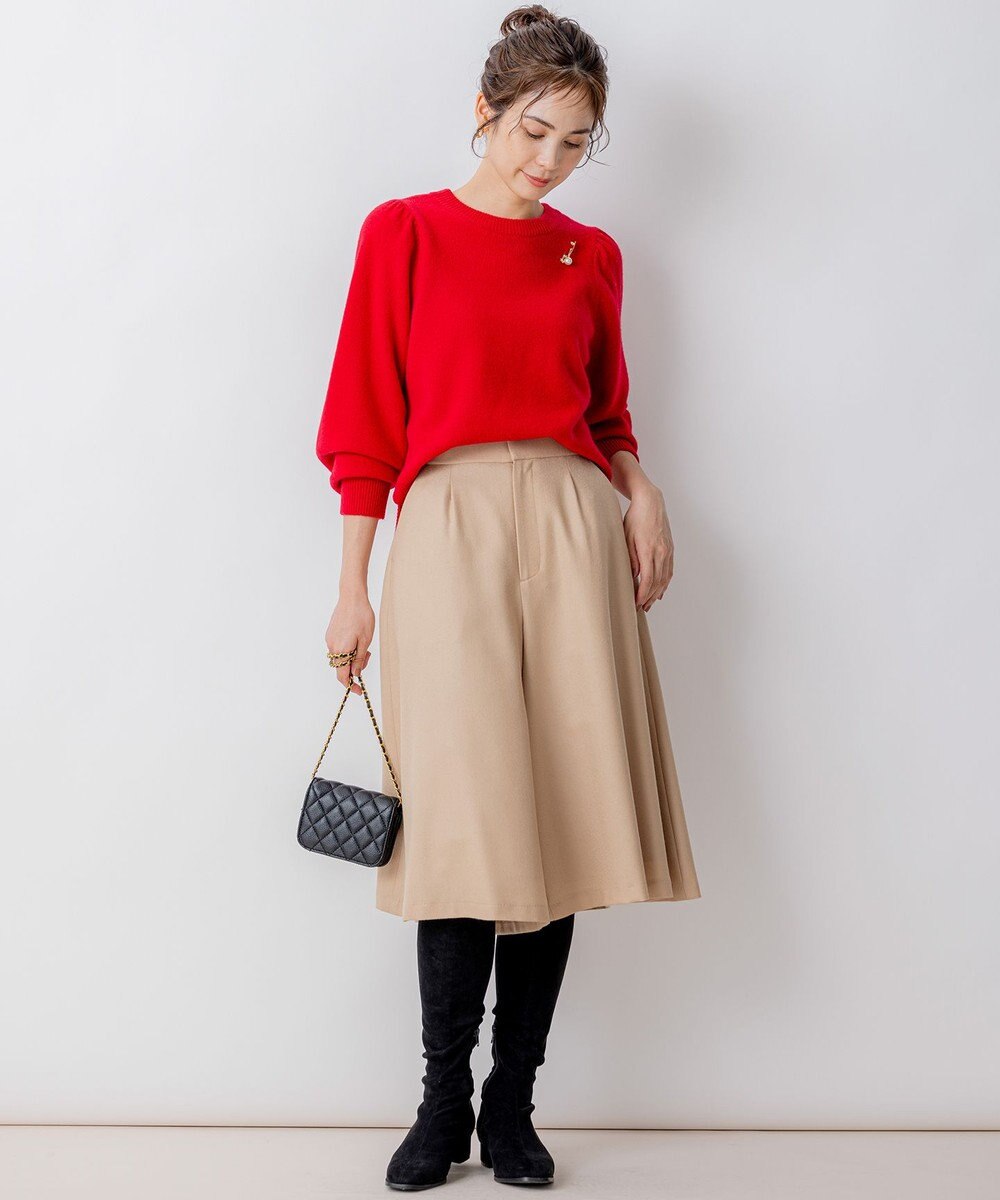 組曲 L 【WEB一部店舗限定】ウールジョーゼット キュロットパンツ 