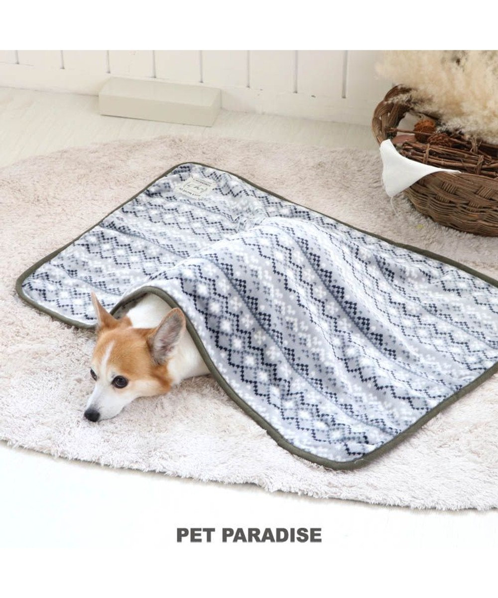 PET PARADISE 犬 猫 毛布 ブランケット (90×60cm) フェアアイル柄 ひざかけ ステイマット あったか -