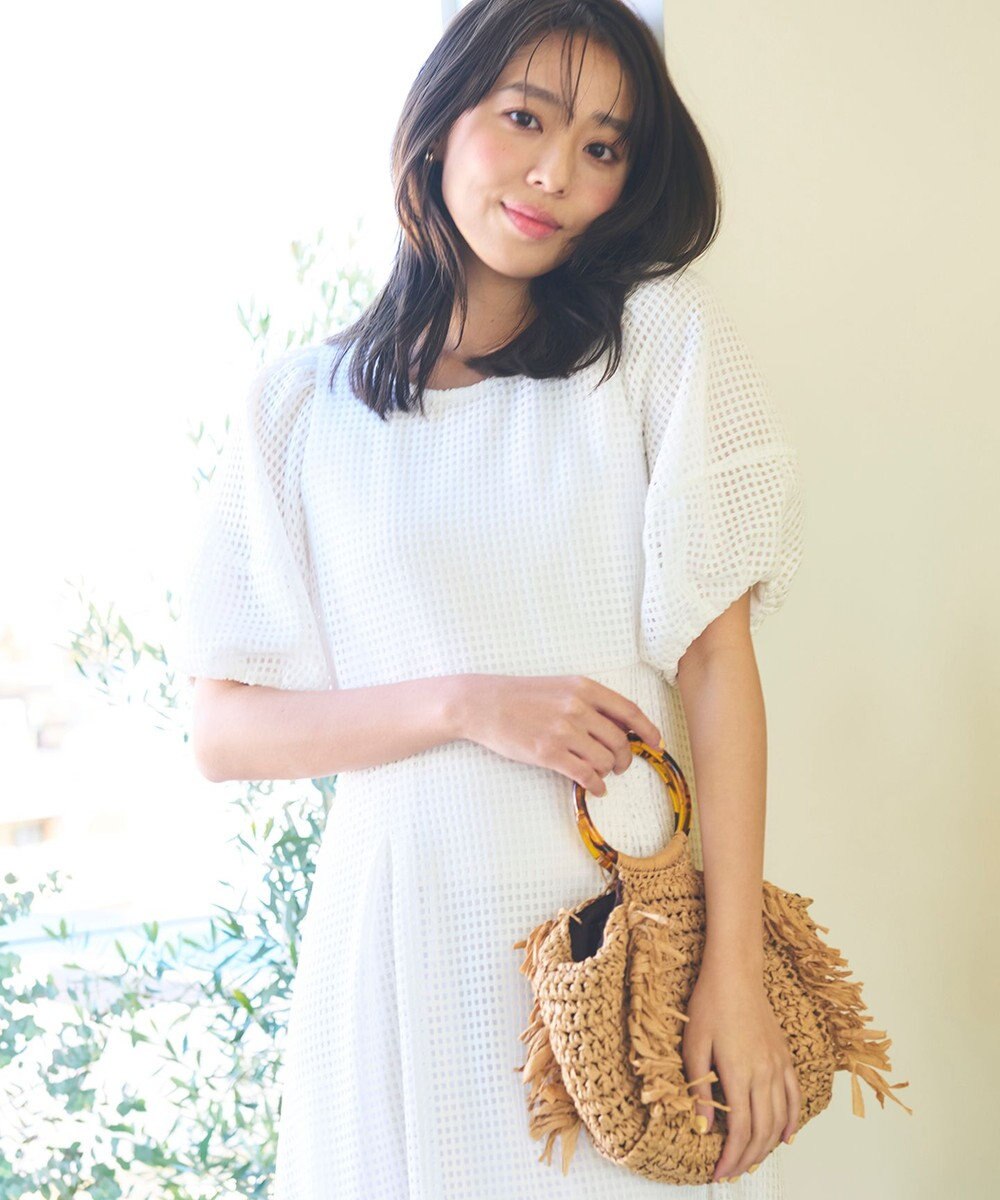 Feroux 【洗える】シアーチェックラッセル ワンピース 