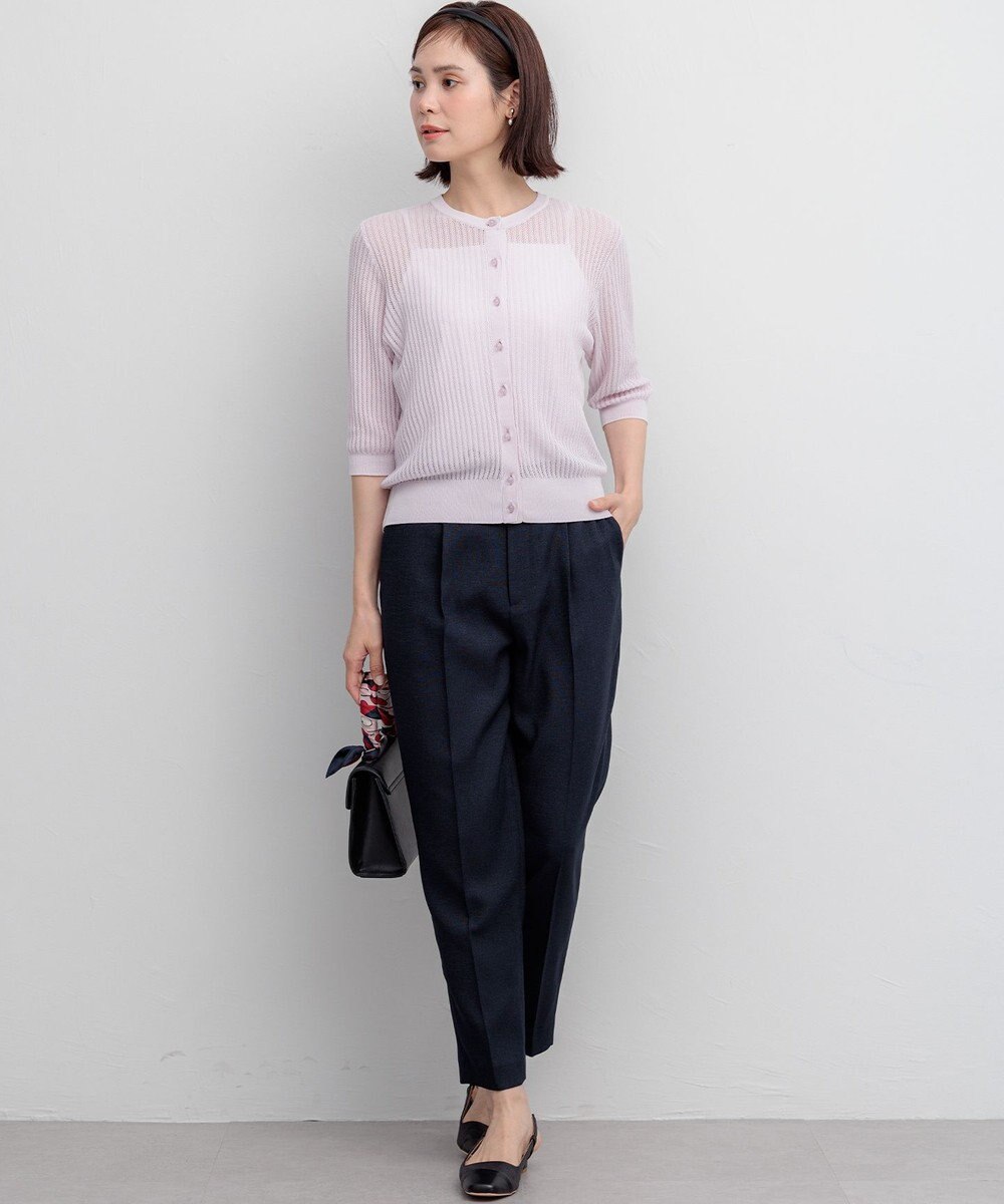 組曲 ライトリネンライクテーパード パンツ 