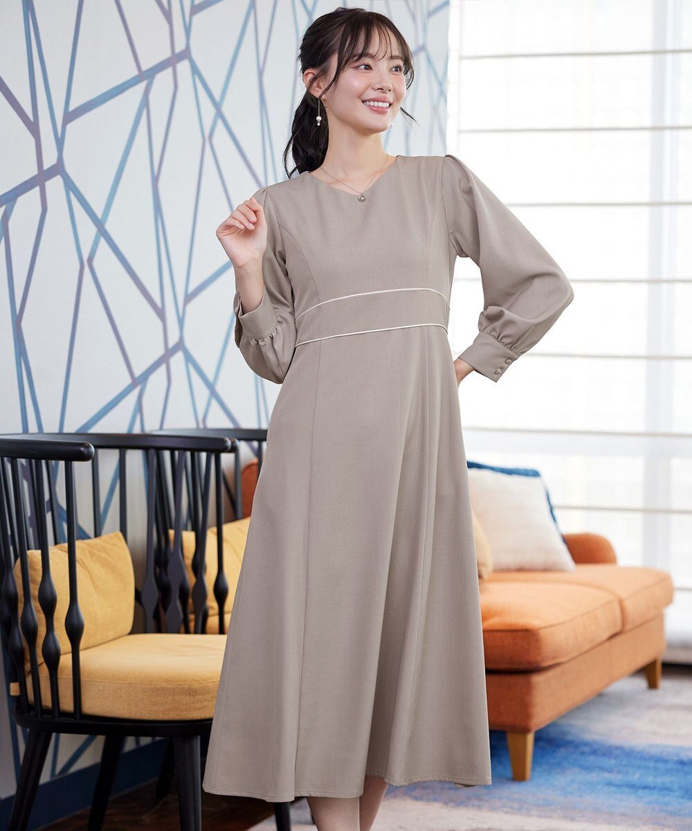 Tiaclasse L パイピングフレアワンピース 