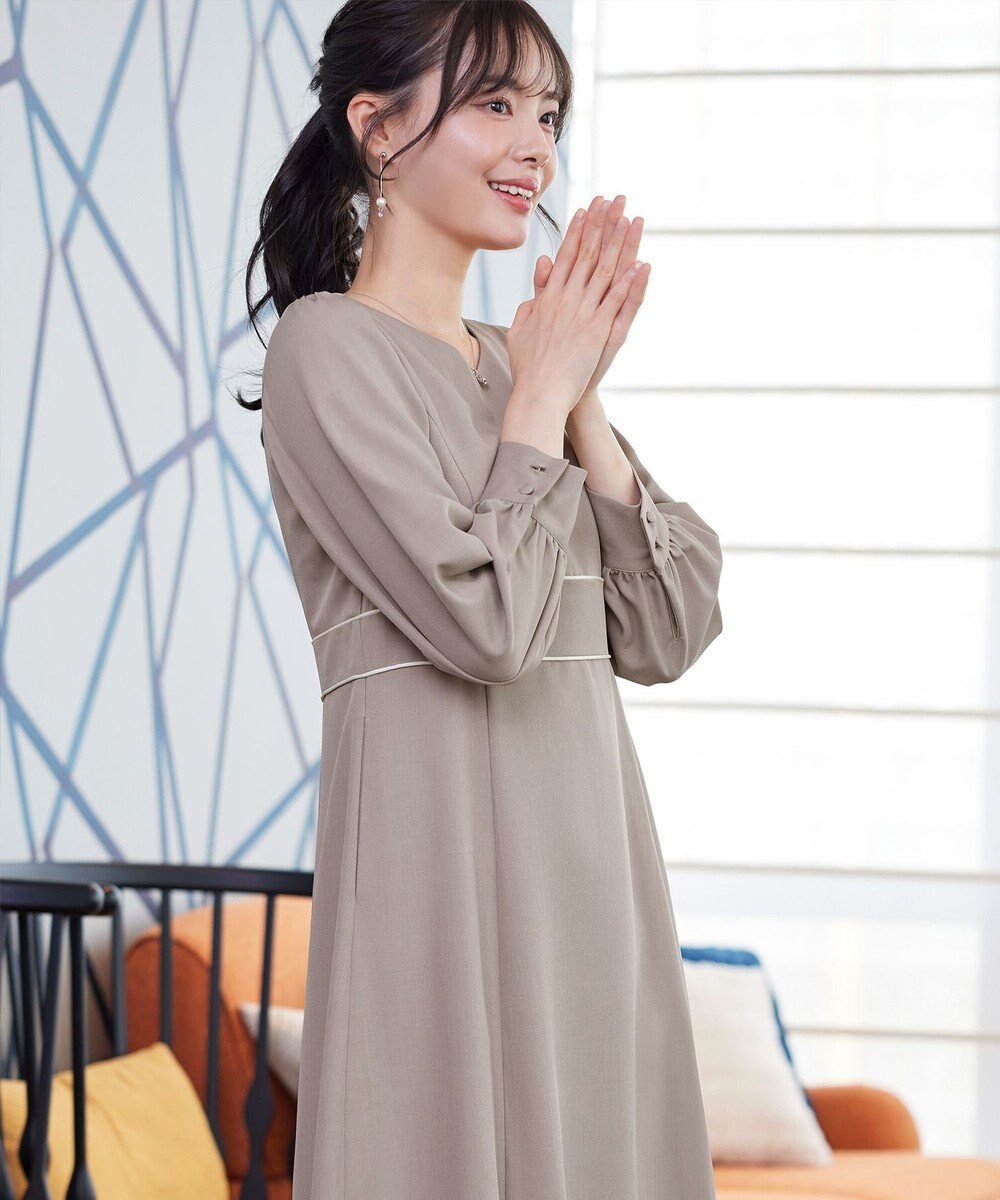 Tiaclasse L パイピングフレアワンピース 