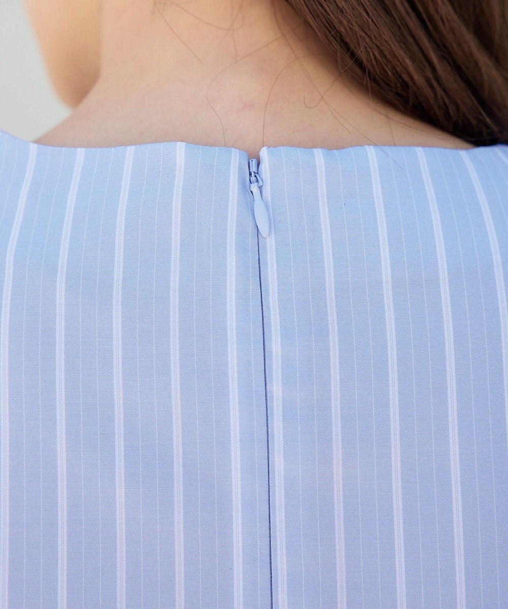 Tiaclasse 【洗える】ストライプアシンメトリーリボンワンピース 