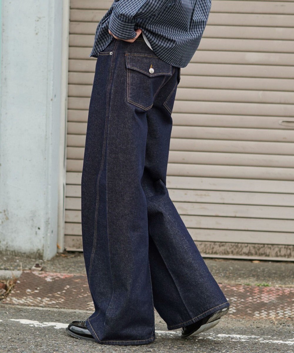 WEGO 【ユニセックス着用ITEM】カバーフィットフラップデニムパンツ 