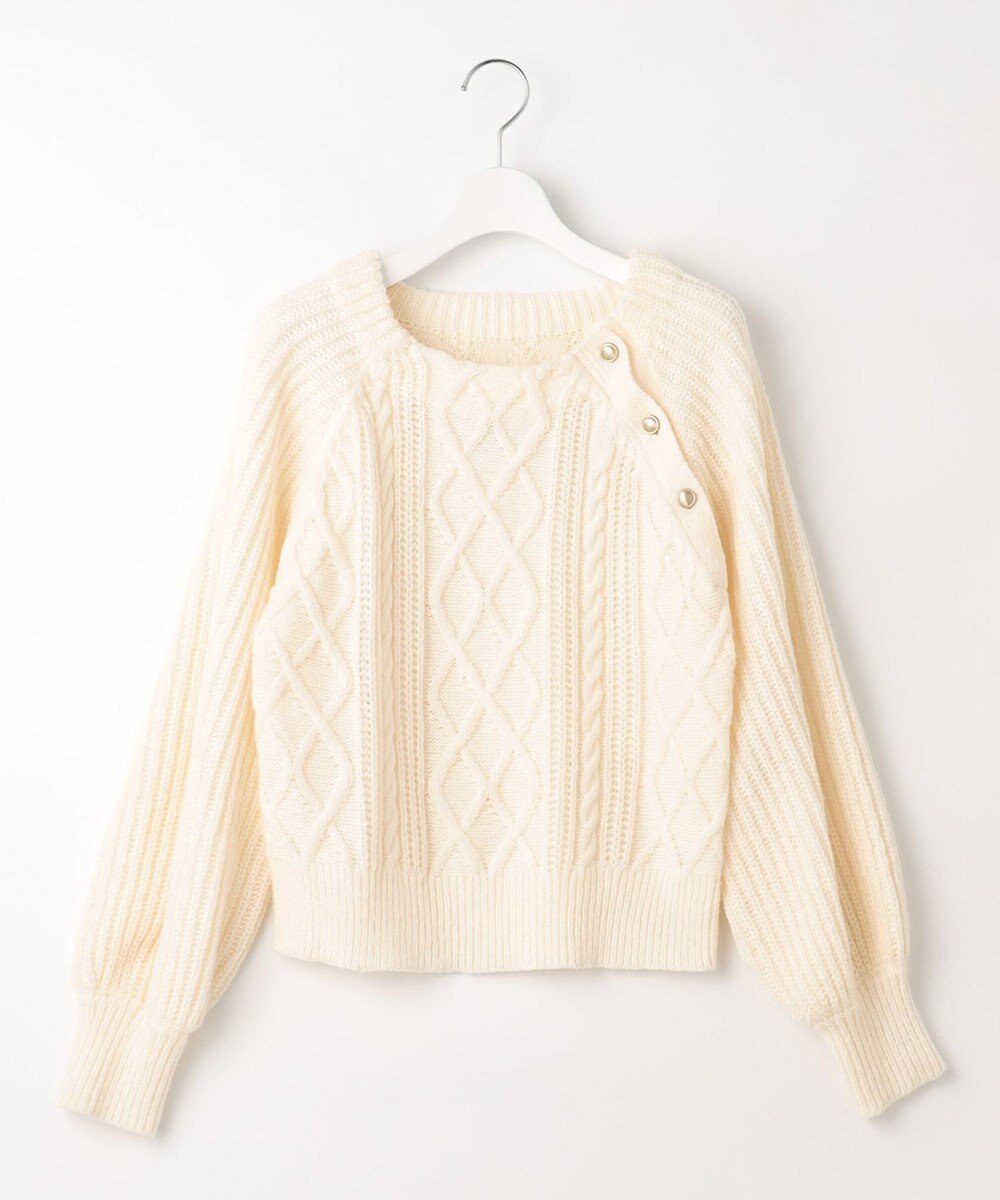 Feroux 【洗える】金釦ケーブル ニット 