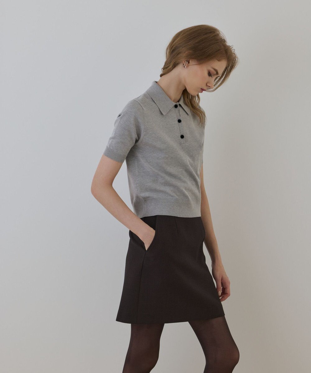 GRACE CONTINENTAL バイカラーポロニットトップ 