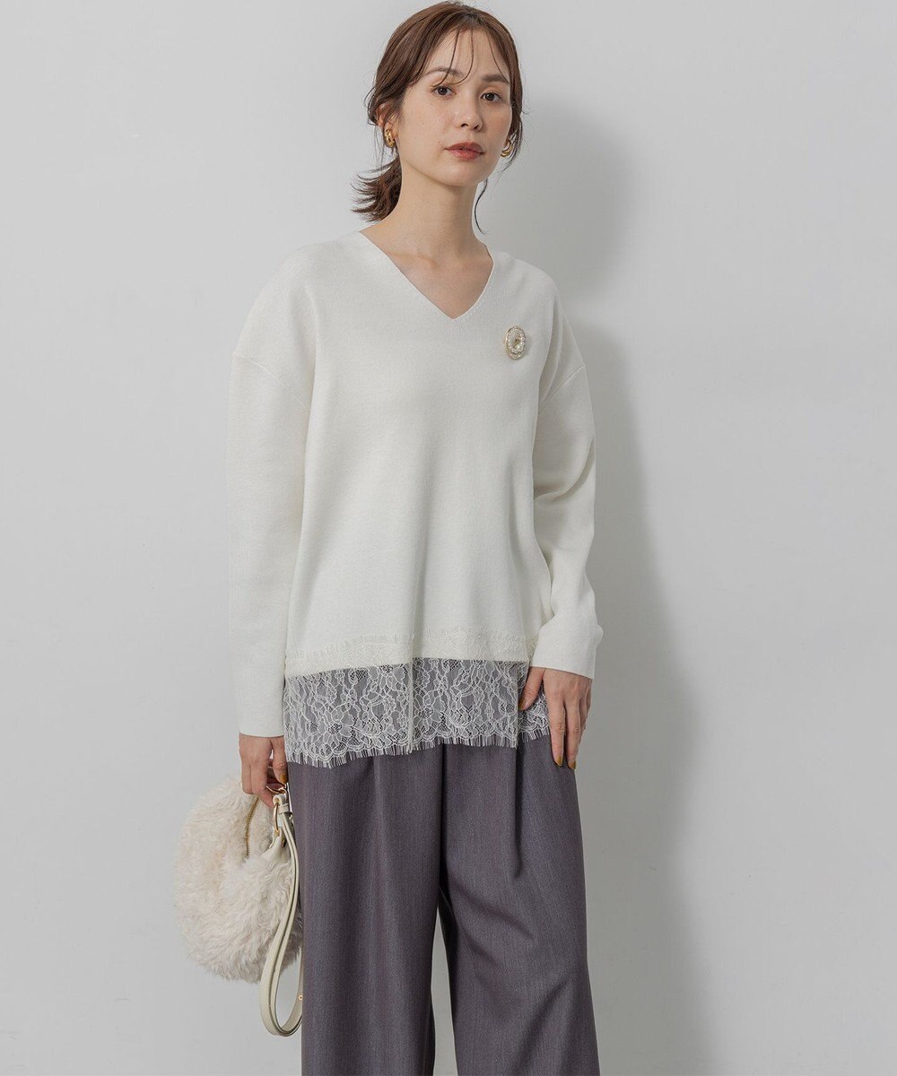 組曲 レースモチーフニットプルオーバー 