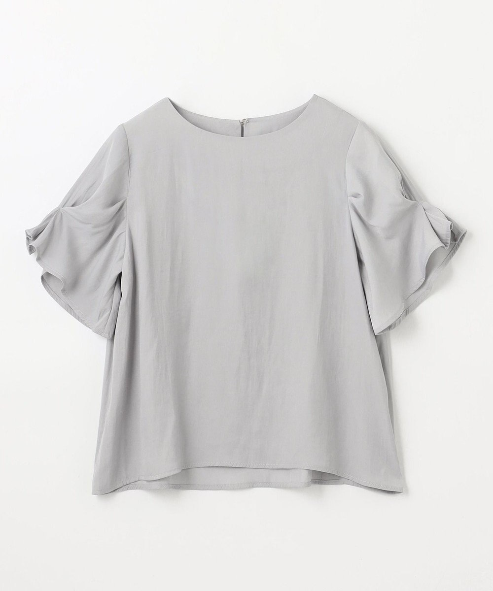 ANY マットサテン袖タックブラウス 