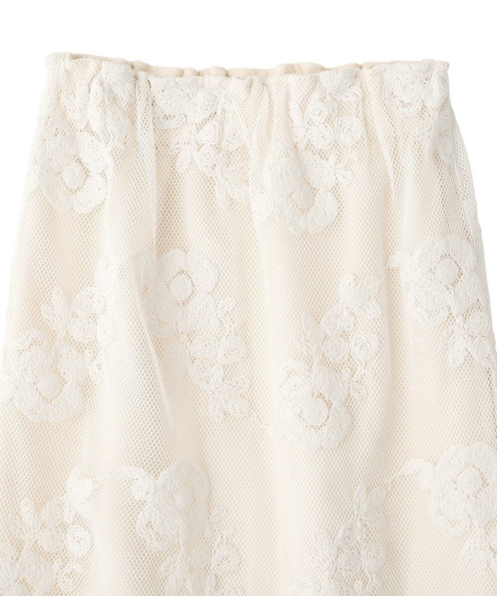 YECCA VECCA フラワー柄刺繍メッシュスカート 