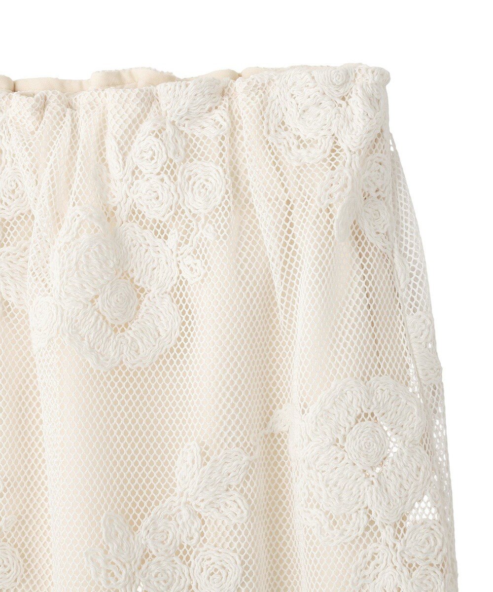 YECCA VECCA フラワー柄刺繍メッシュスカート 