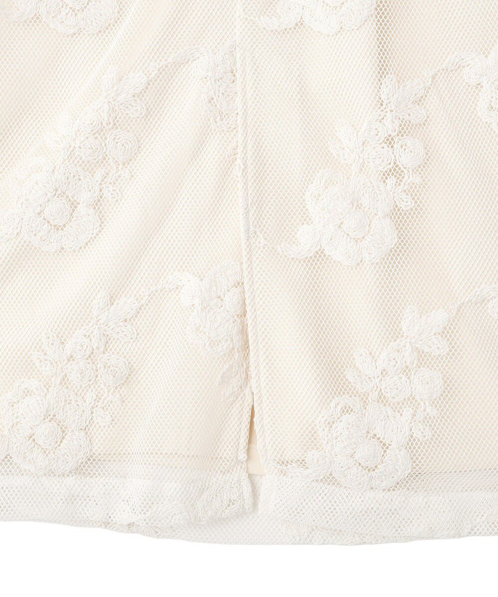 YECCA VECCA フラワー柄刺繍メッシュスカート 