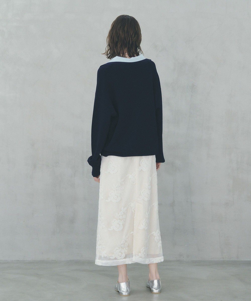 YECCA VECCA フラワー柄刺繍メッシュスカート 