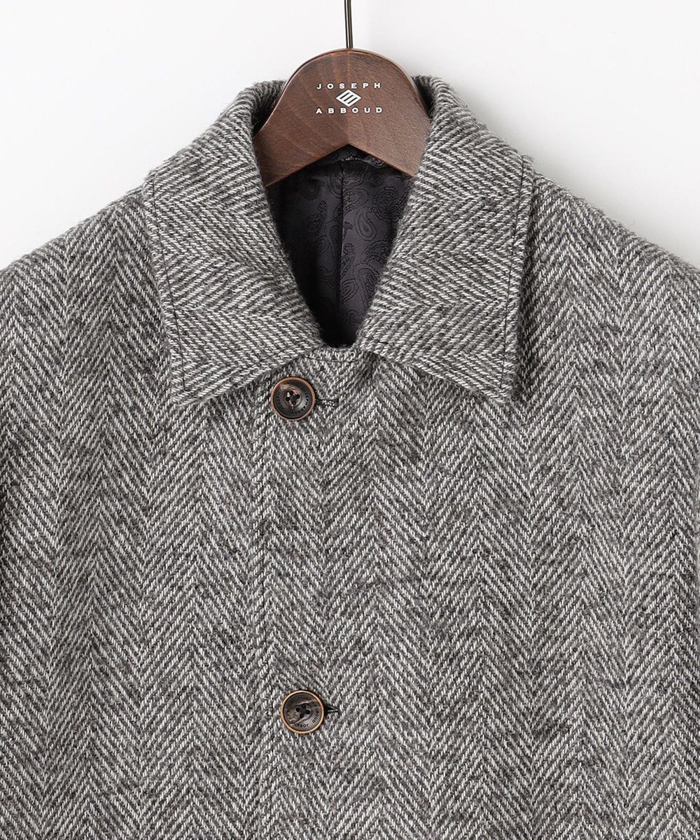 JOSEPH ABBOUD 【尾州産カシミヤブレンド素材/軽量】カシミヤブレンドアルパカヘリンボーン ステンカラーコート 