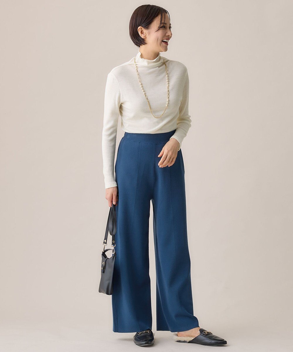 自由区 【洗える】ソフトウールリブボトルネック  カットソー 