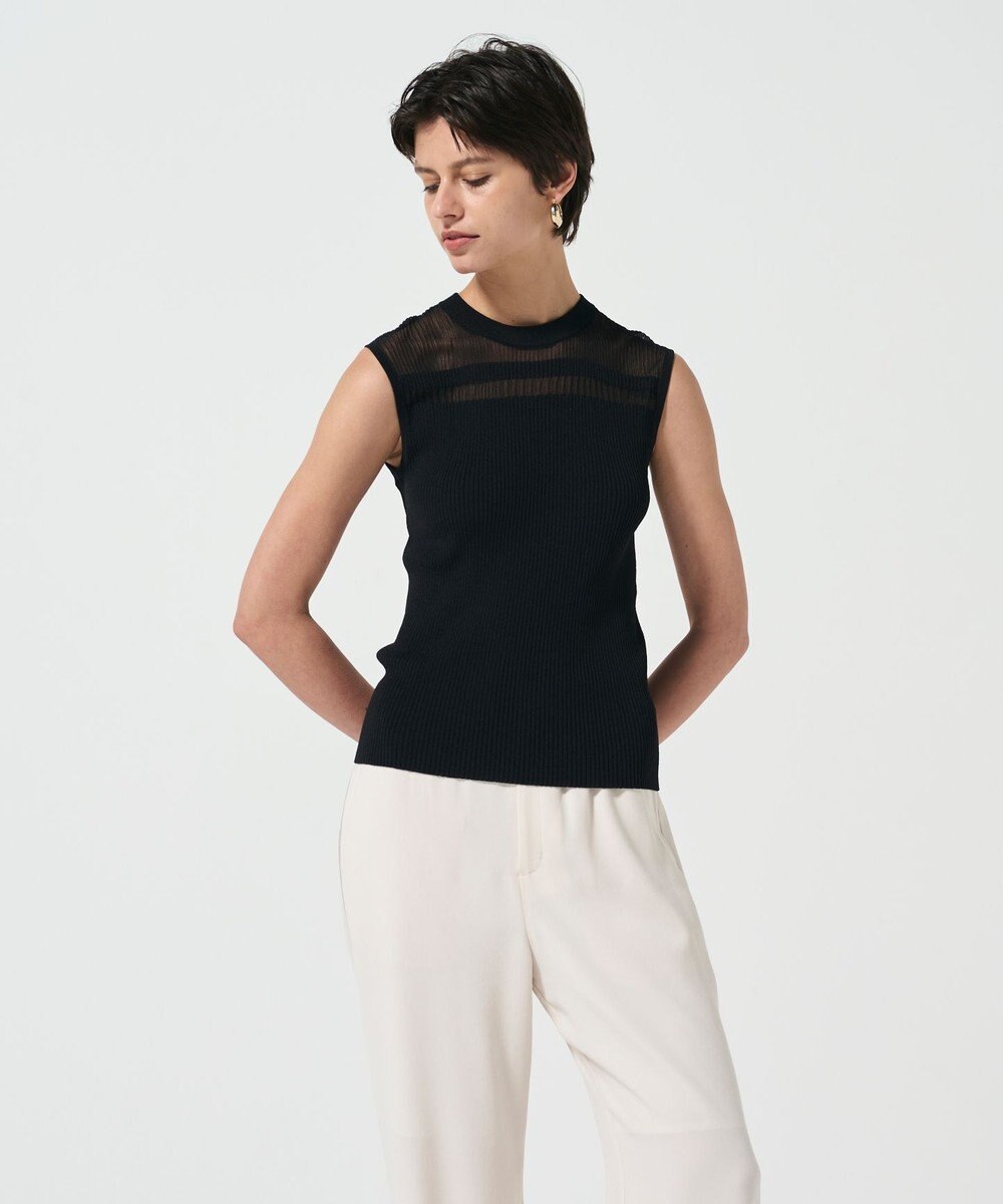 GRACE CONTINENTAL リブシアーニットトップ 