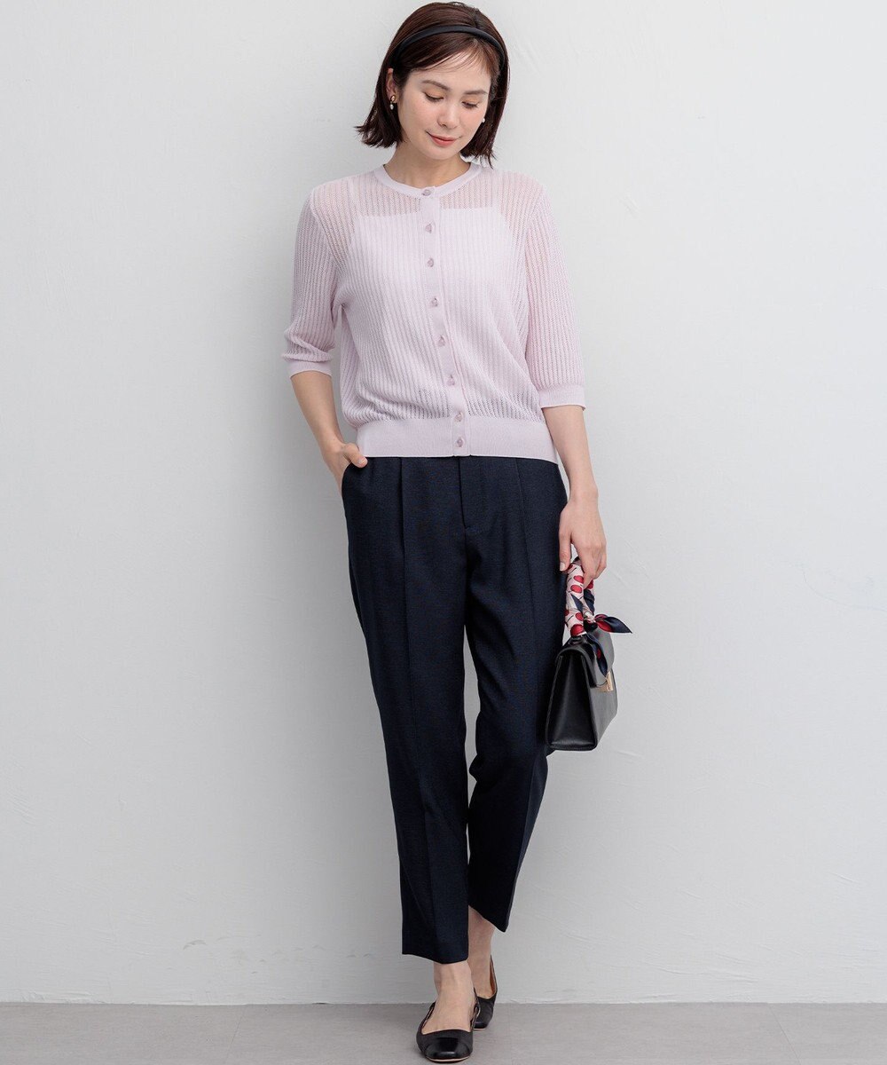 組曲 ライトリネンライクテーパード パンツ 