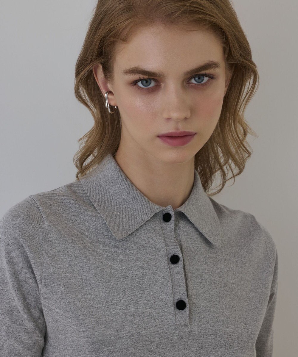 GRACE CONTINENTAL バイカラーポロニットトップ 