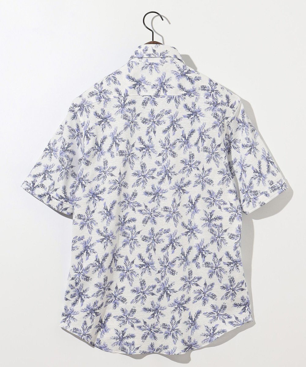 JOSEPH ABBOUD 【吸水速乾/ストレッチ/ノルマンディーリネン】リネンハニカム プリントジャージー シャツ 