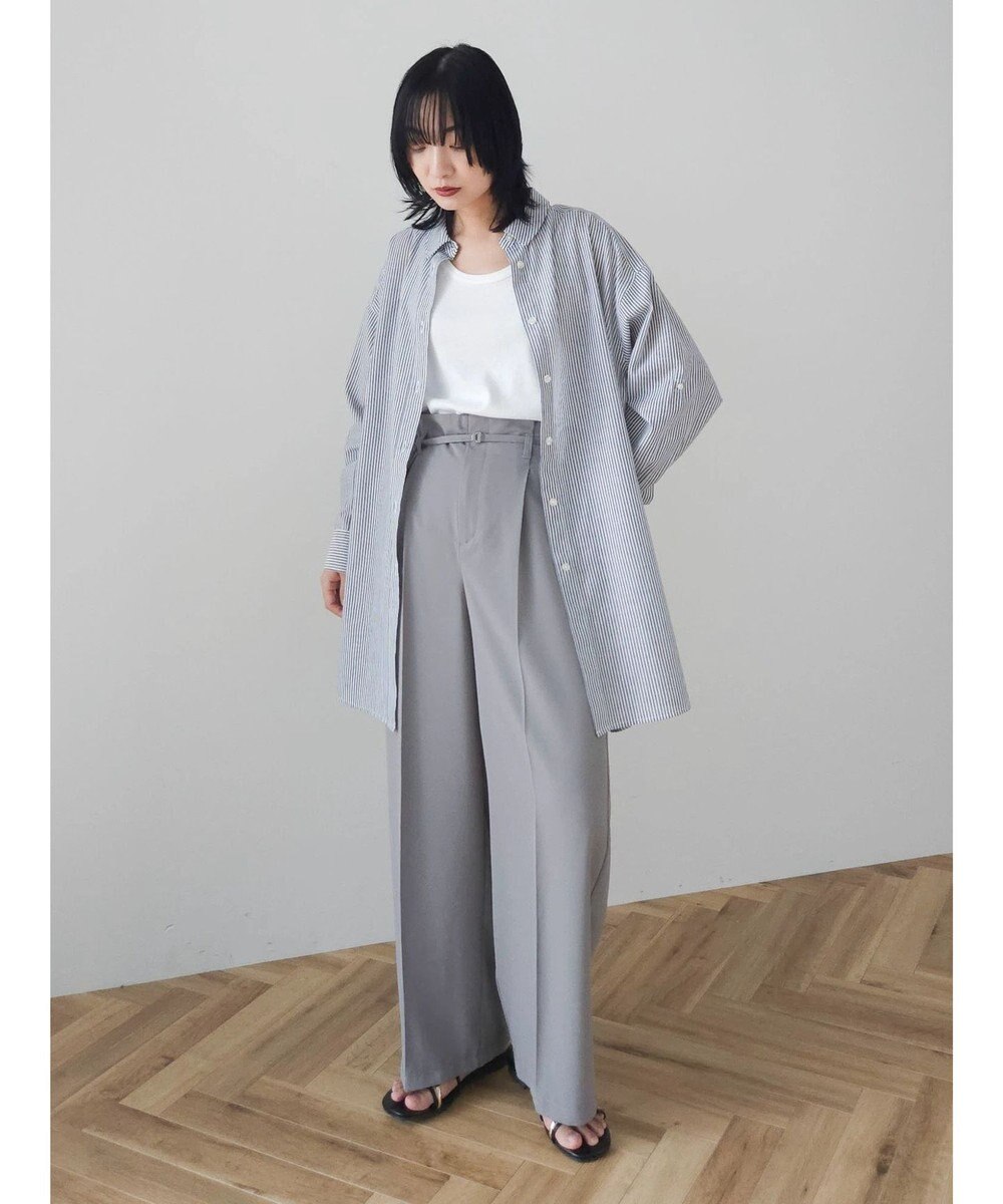 Green Parks 綿麻混タブ付オーバーサイズシャツチュニック 