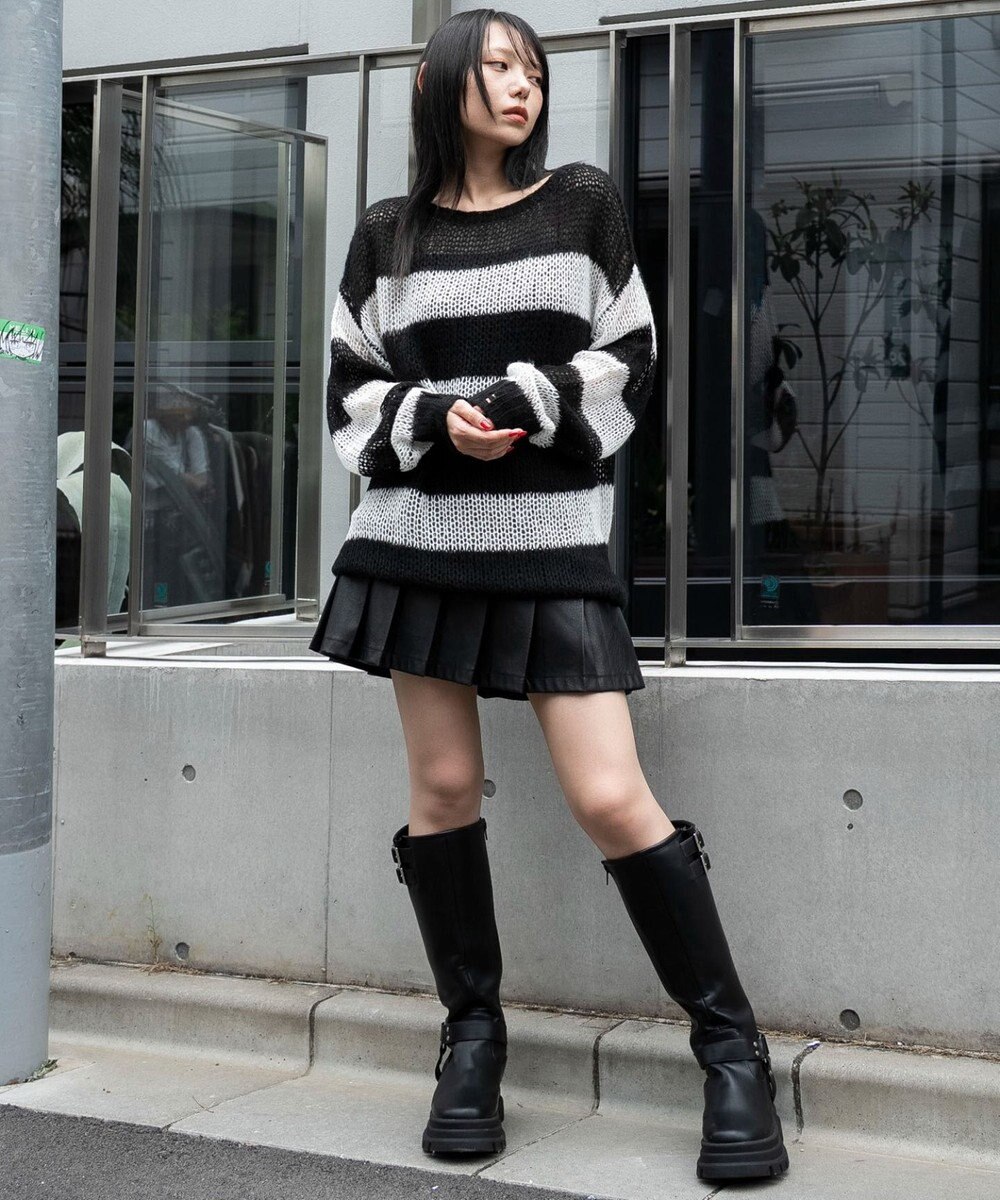 WEGO モヘアタッチボーダーBIGニット 