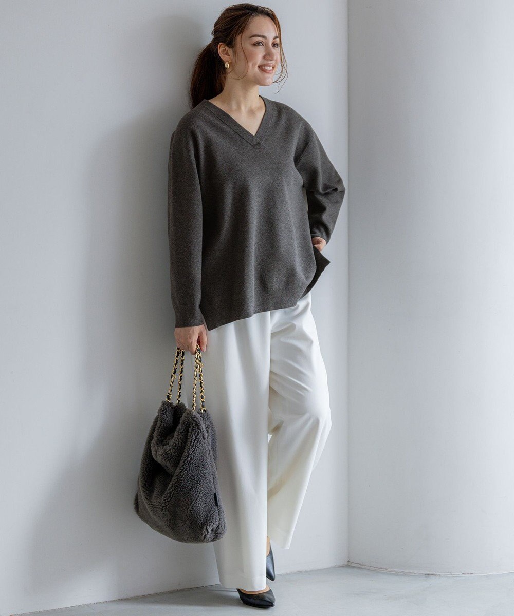 23区 L 【Lサイズ限定/洗える】ヴィスコースストレッチ Ｖネック ニット 