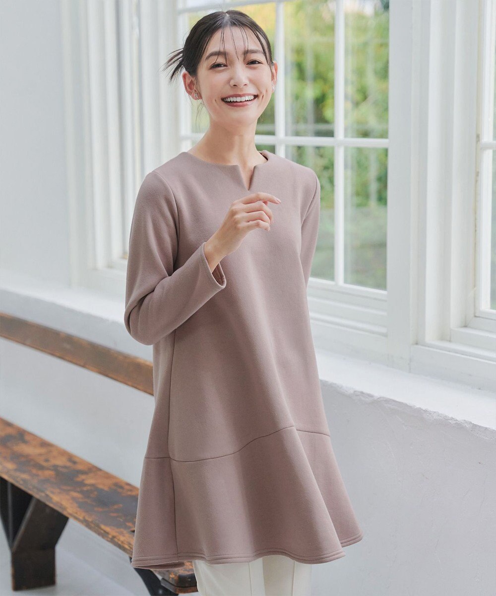 Tiaclasse L 【洗える】裏起毛フレアワンピチュニック 