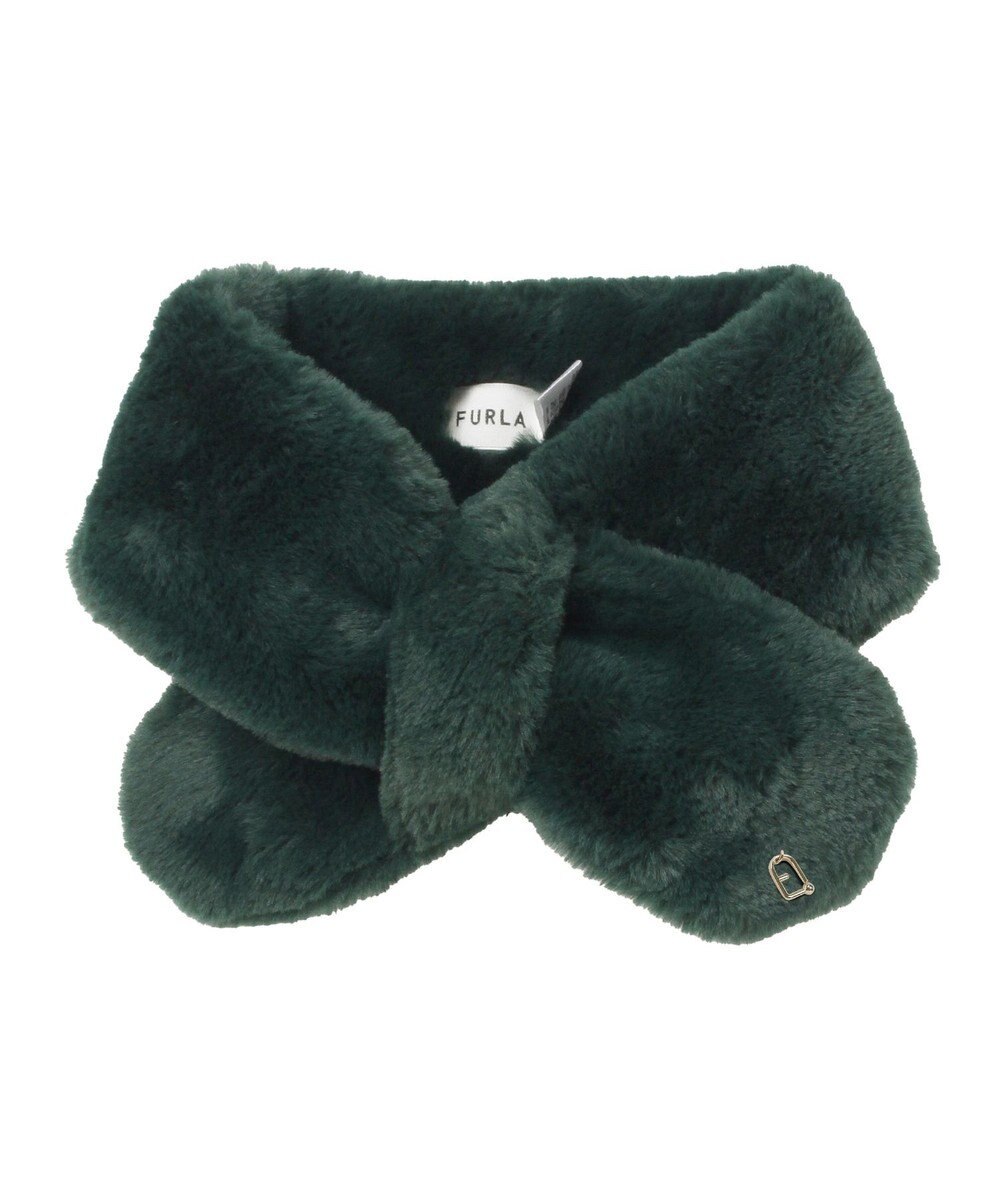 MOONBAT FURLA（フルラ）プチリボンマフラー  アーチロゴ フェイクファー 