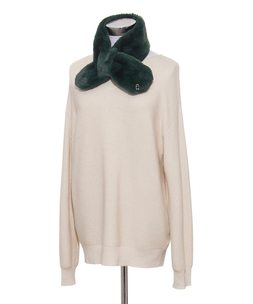 MOONBAT FURLA（フルラ）プチリボンマフラー  アーチロゴ フェイクファー 