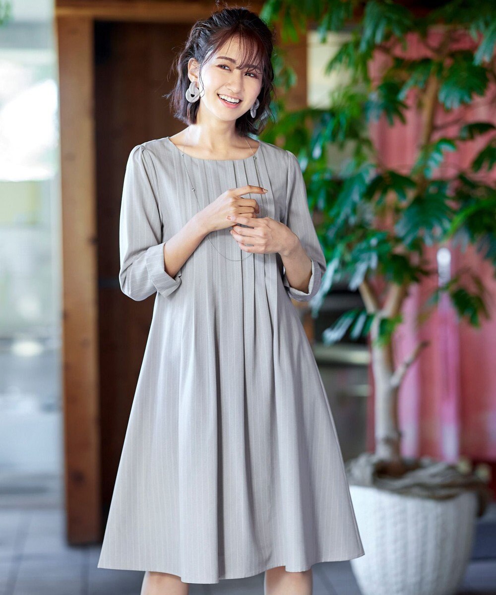 Tiaclasse 【洗える】スタイルアップも叶うピンタックワンピース 