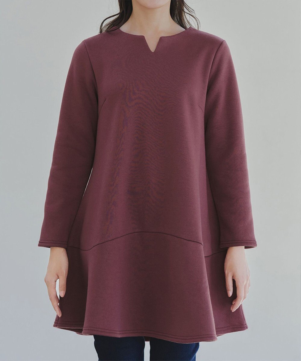 Tiaclasse L 【洗える】裏起毛フレアワンピチュニック 