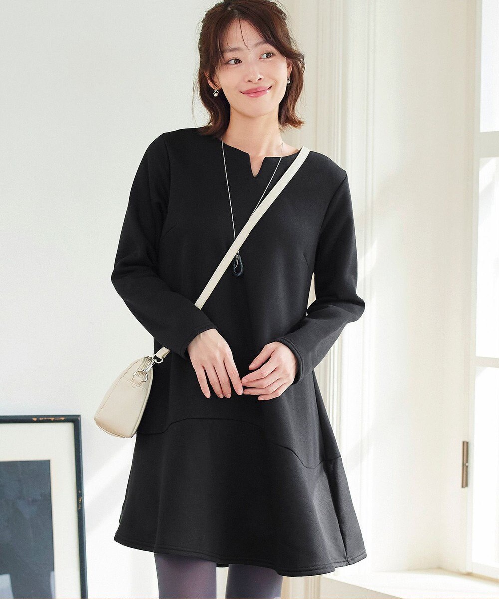 Tiaclasse L 【洗える】裏起毛フレアワンピチュニック 