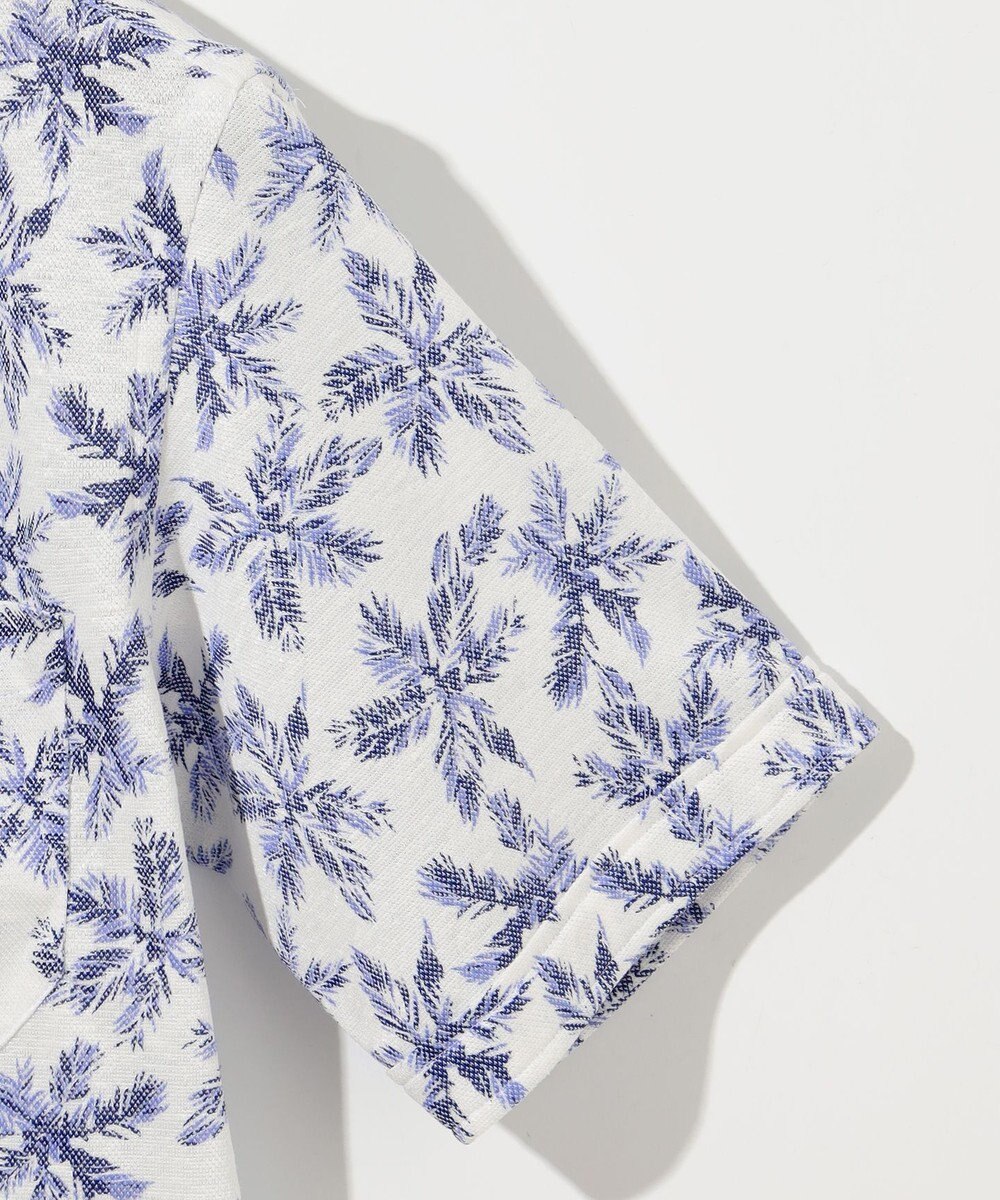 JOSEPH ABBOUD 【吸水速乾/ストレッチ/ノルマンディーリネン】リネンハニカム プリントジャージー シャツ 