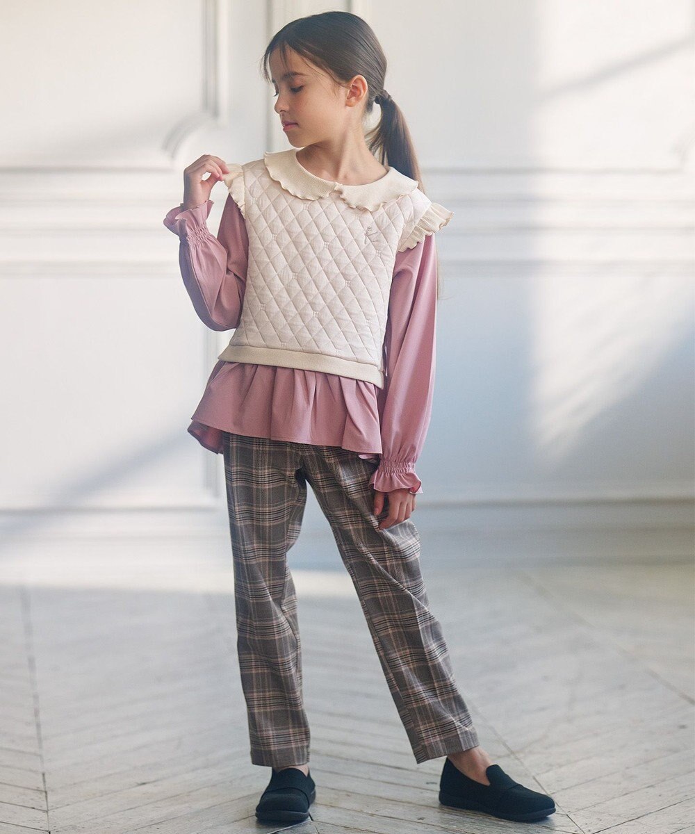 組曲 KIDS 【150-160㎝】フラワーキルトレイヤード トップス 