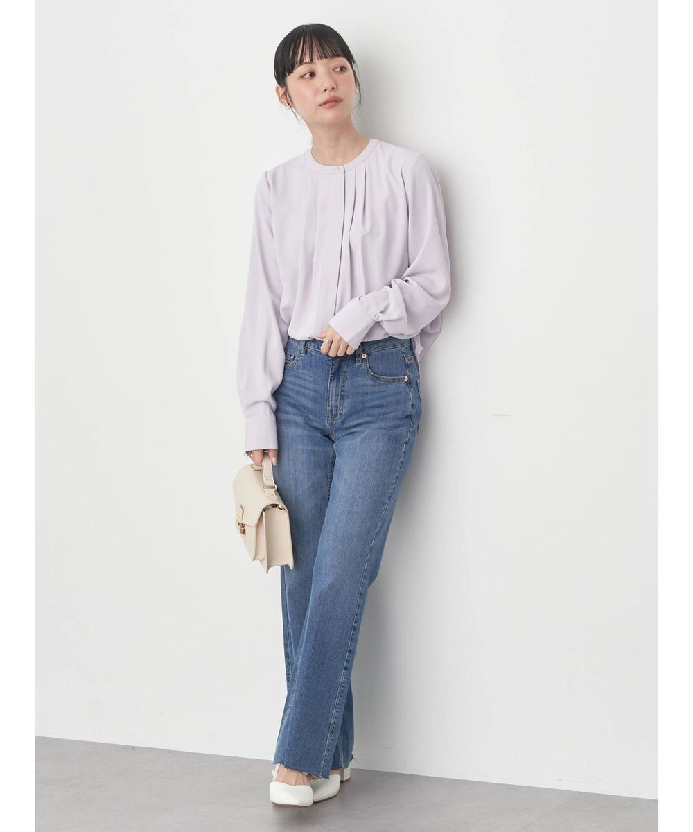 earth music&ecology ノーカラーフロントタックブラウス 