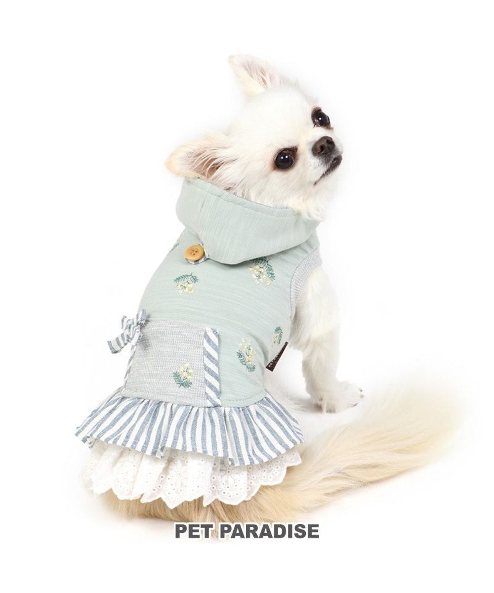 PET PARADISE 犬 服 夏服 ワンピース グリーン 〔小型犬〕 ミモザ 刺繍 ペットウエア ペットウェア ドッグウエア ドッグウェア ベビー 超小型犬 小型犬 黄緑