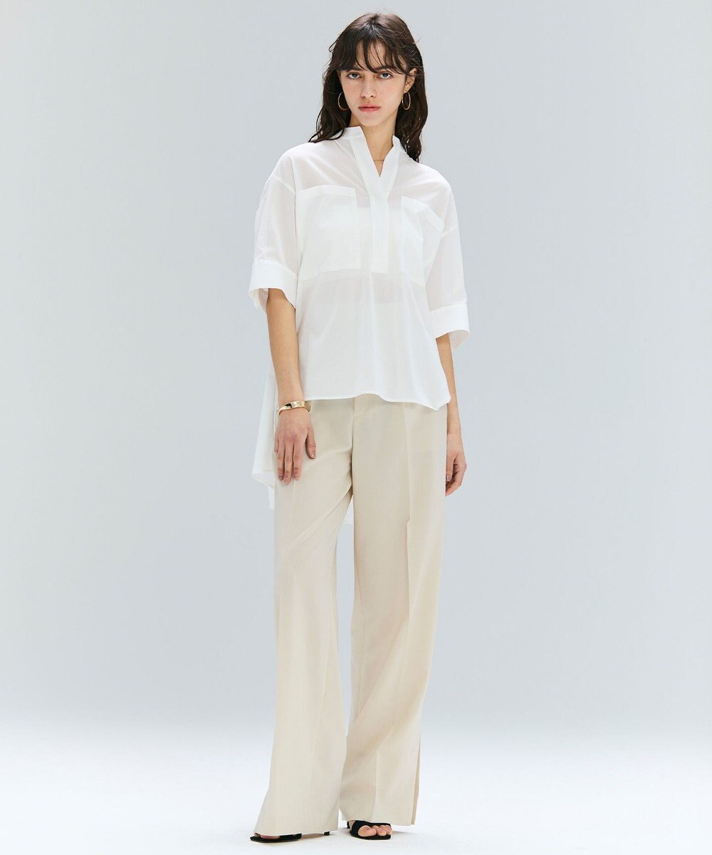 BEIGE， 【洗える・Oggi 10月号掲載】BAC / コットンビックポケットスタンドカラーシャツ 