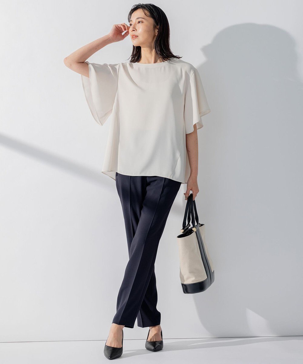 23区 【洗える】バックサテンアムンゼン ネックステッチ ブラウス 