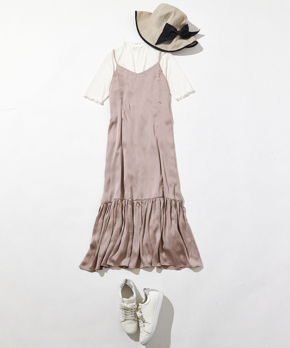 ANY SIS 【貴島明日香さんコラボ・3点セット】メッシュ ニット×キャミ ワンピース 