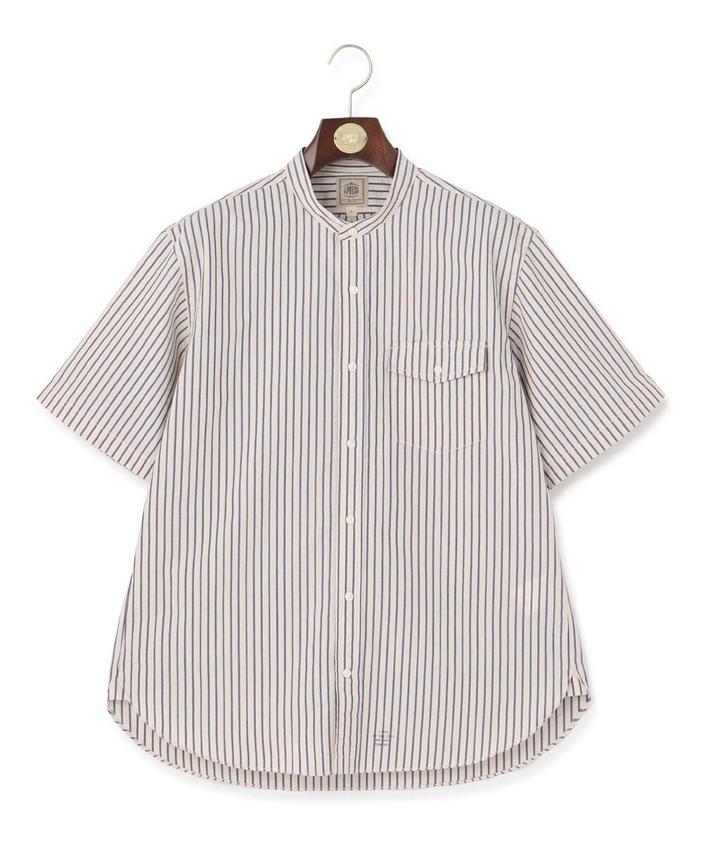 J.PRESS MEN 【クールマックス】サッカー マルチストライプ バンドカラーシャツ 