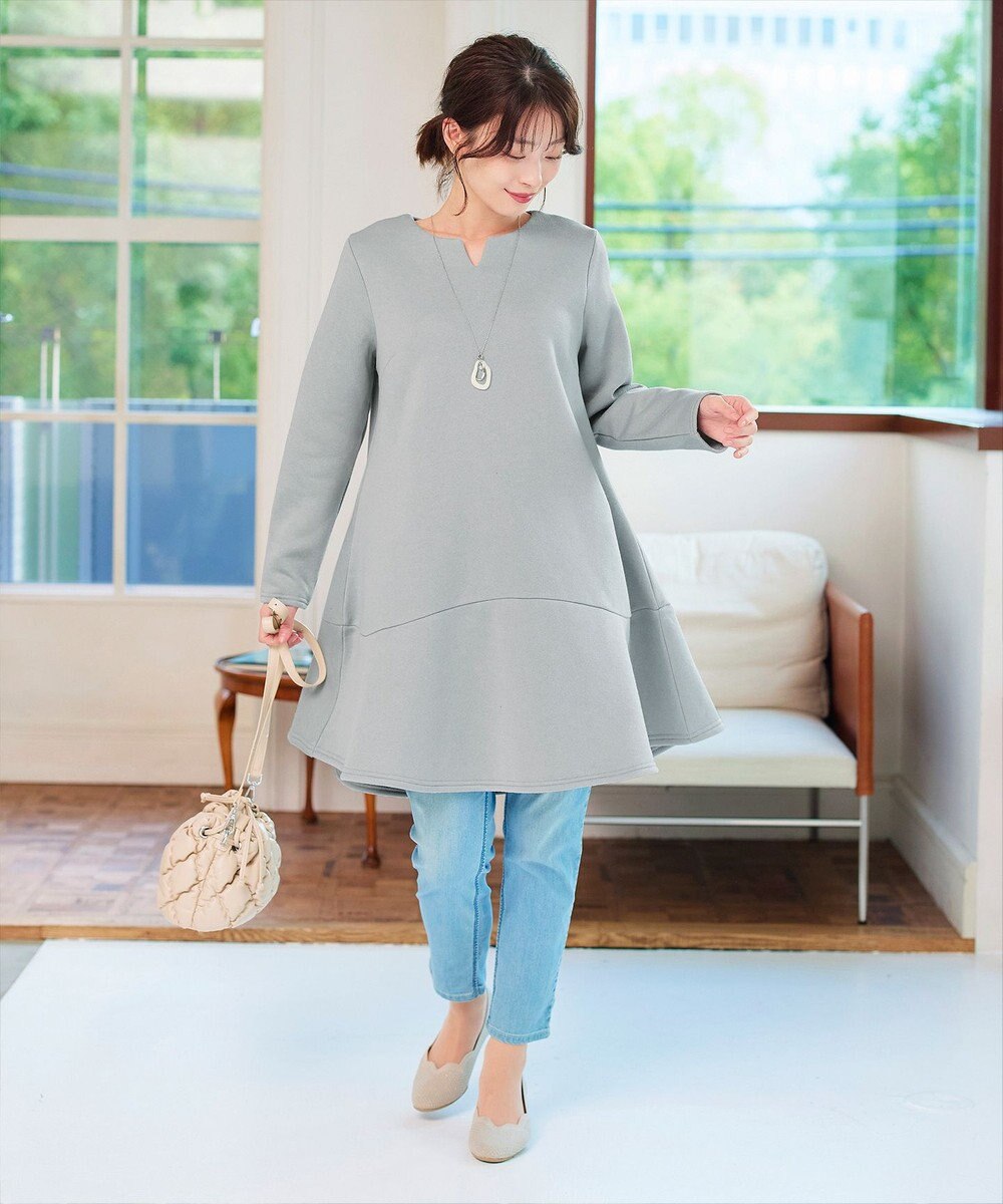 Tiaclasse L 【洗える】裏起毛フレアワンピチュニック 