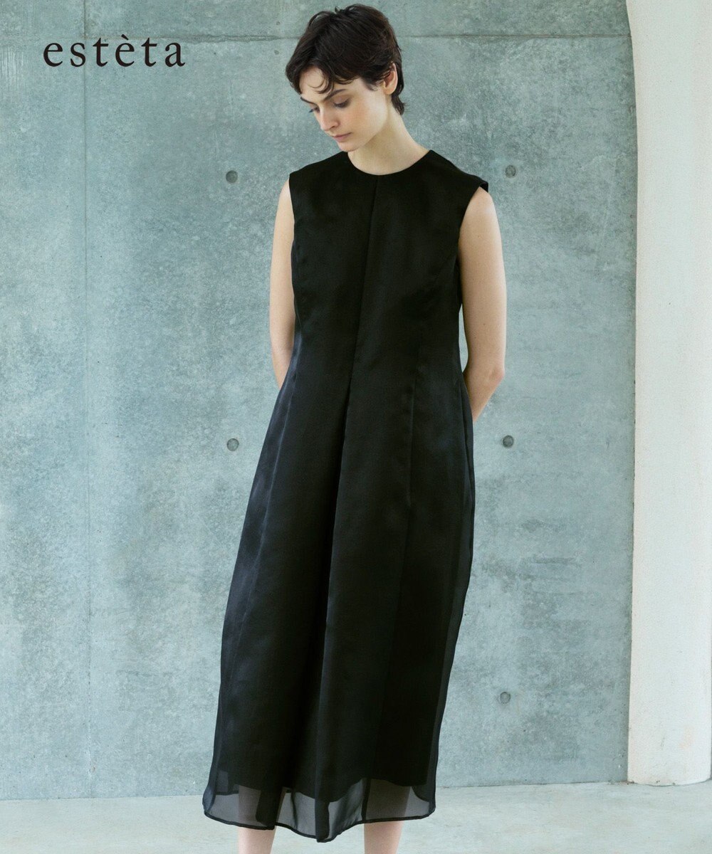 23区 S 【エステータ】シルクブレンド ライトタフタ シアーコンビ ワンピース 