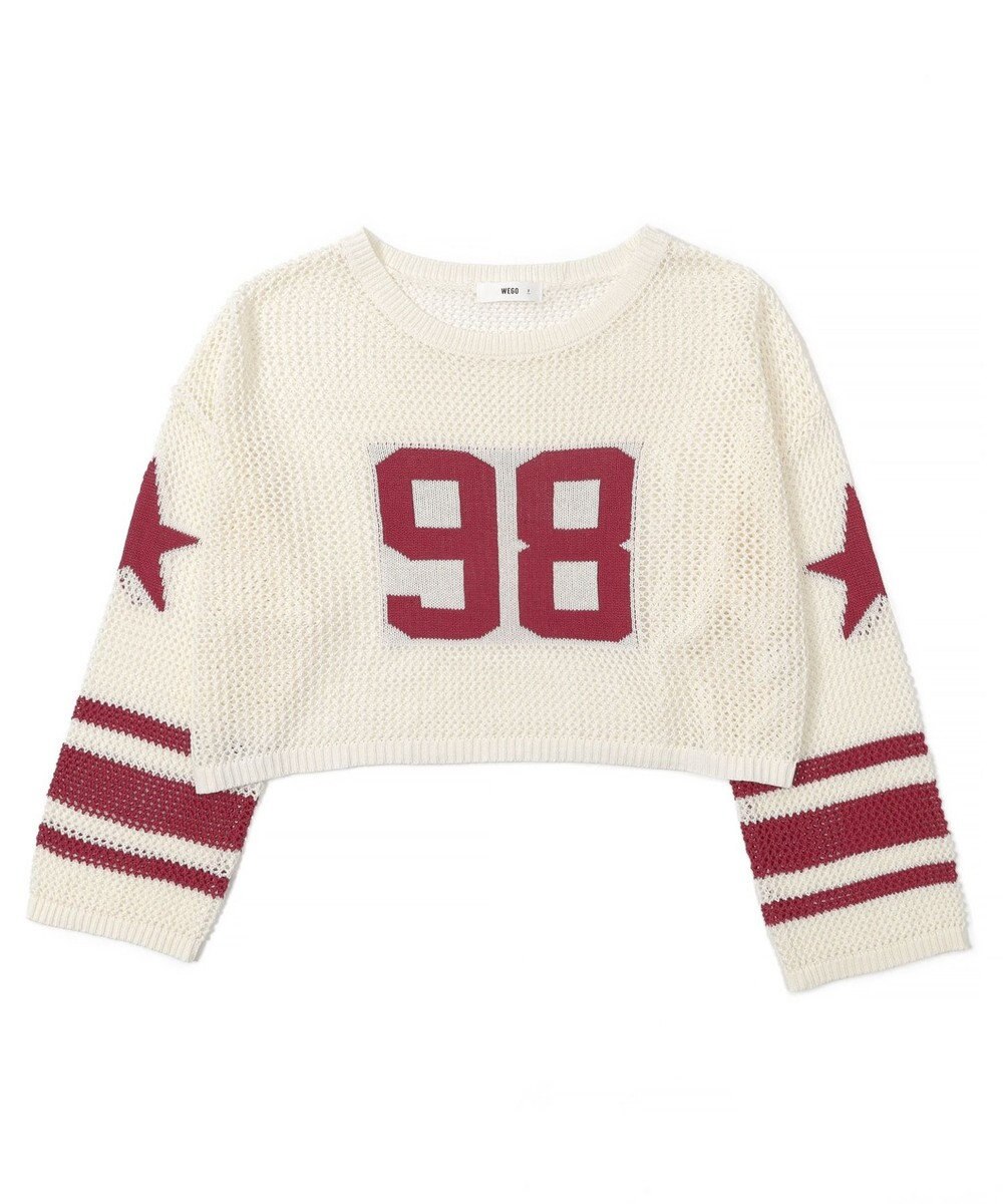 WEGO ナンバリングメッシュショートニット 