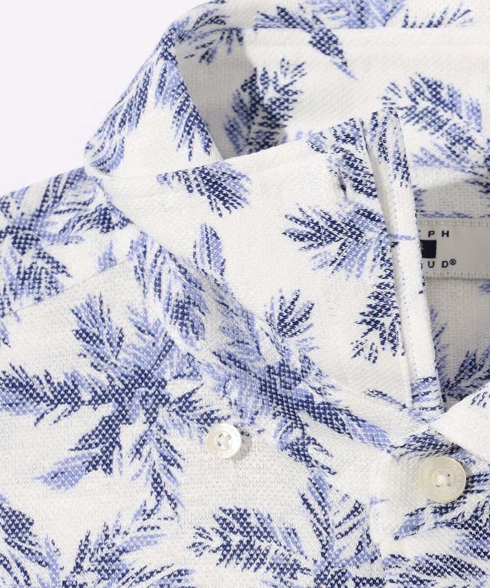 JOSEPH ABBOUD 【吸水速乾/ストレッチ/ノルマンディーリネン】リネンハニカム プリントジャージー シャツ 