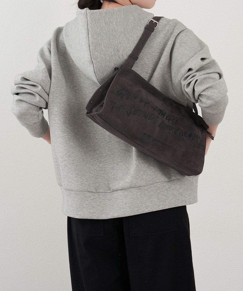 russet ステンシルデザインスエード横長ショルダーバッグ(CE-1640) 