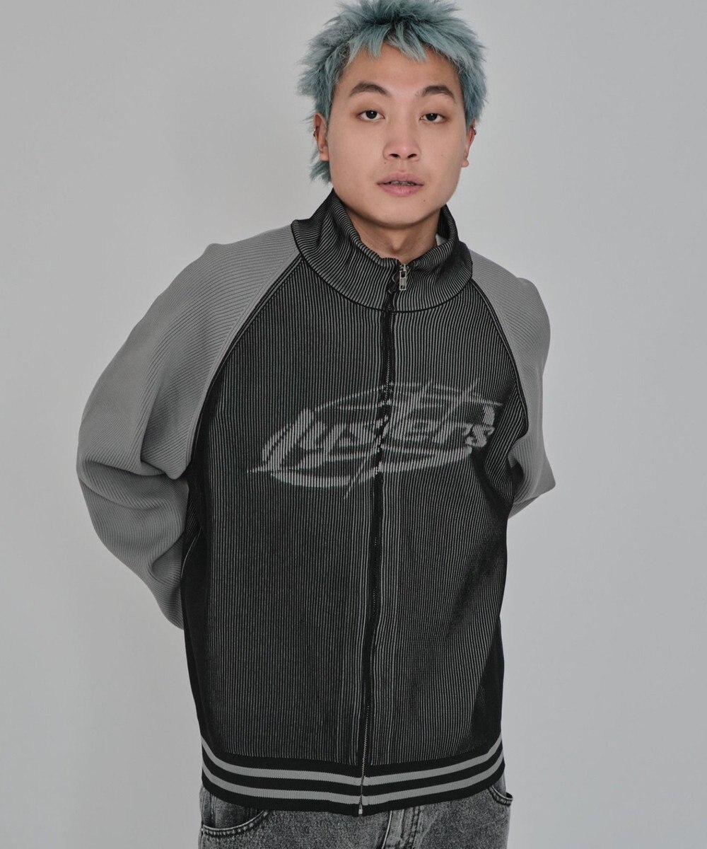 WEGO 【ユニセックス着用ITEM/MLサイズ展開】ラグラングラフィックニットブルゾン 