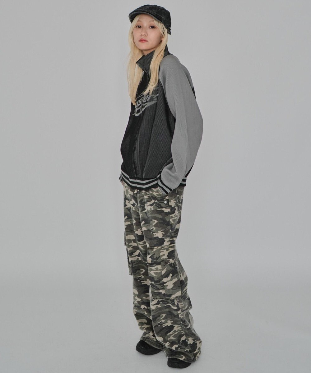 WEGO 【ユニセックス着用ITEM/MLサイズ展開】ラグラングラフィックニットブルゾン 